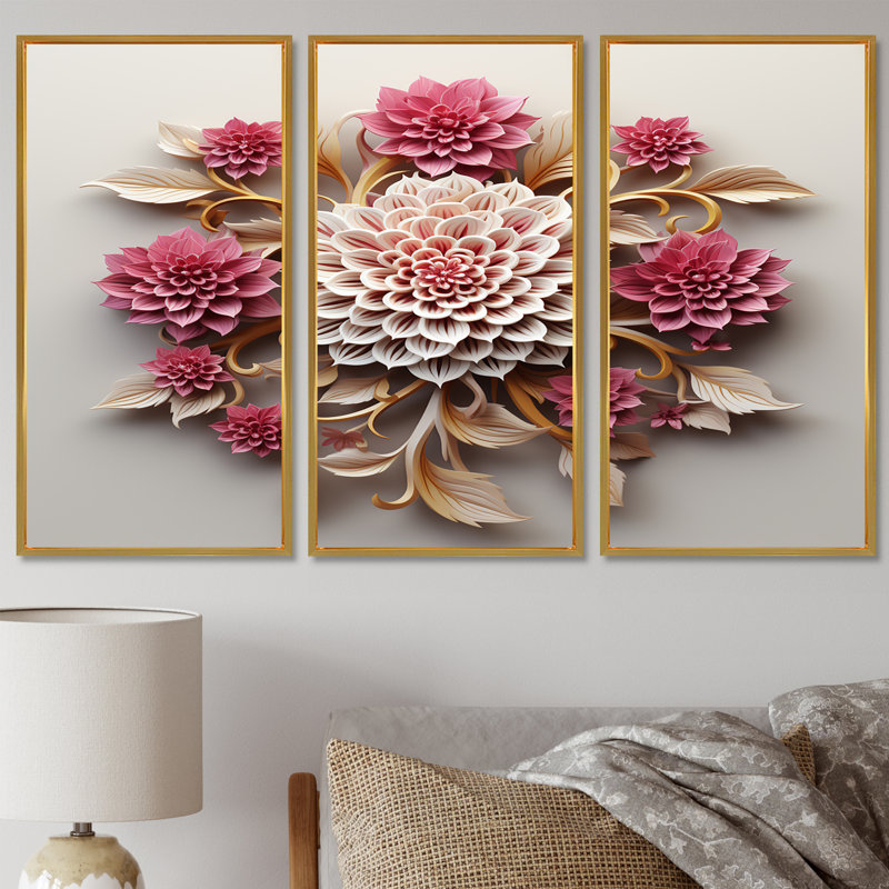 Ensemble de salon Nash - Dahlia, Cadre flottant doré, H 40 po x l 60 po x P 1 po