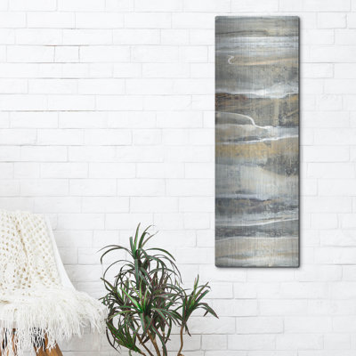 Art mural en métal luxueux «Spring Stream Gold» par Albena Hristova, 16 po x 48 po