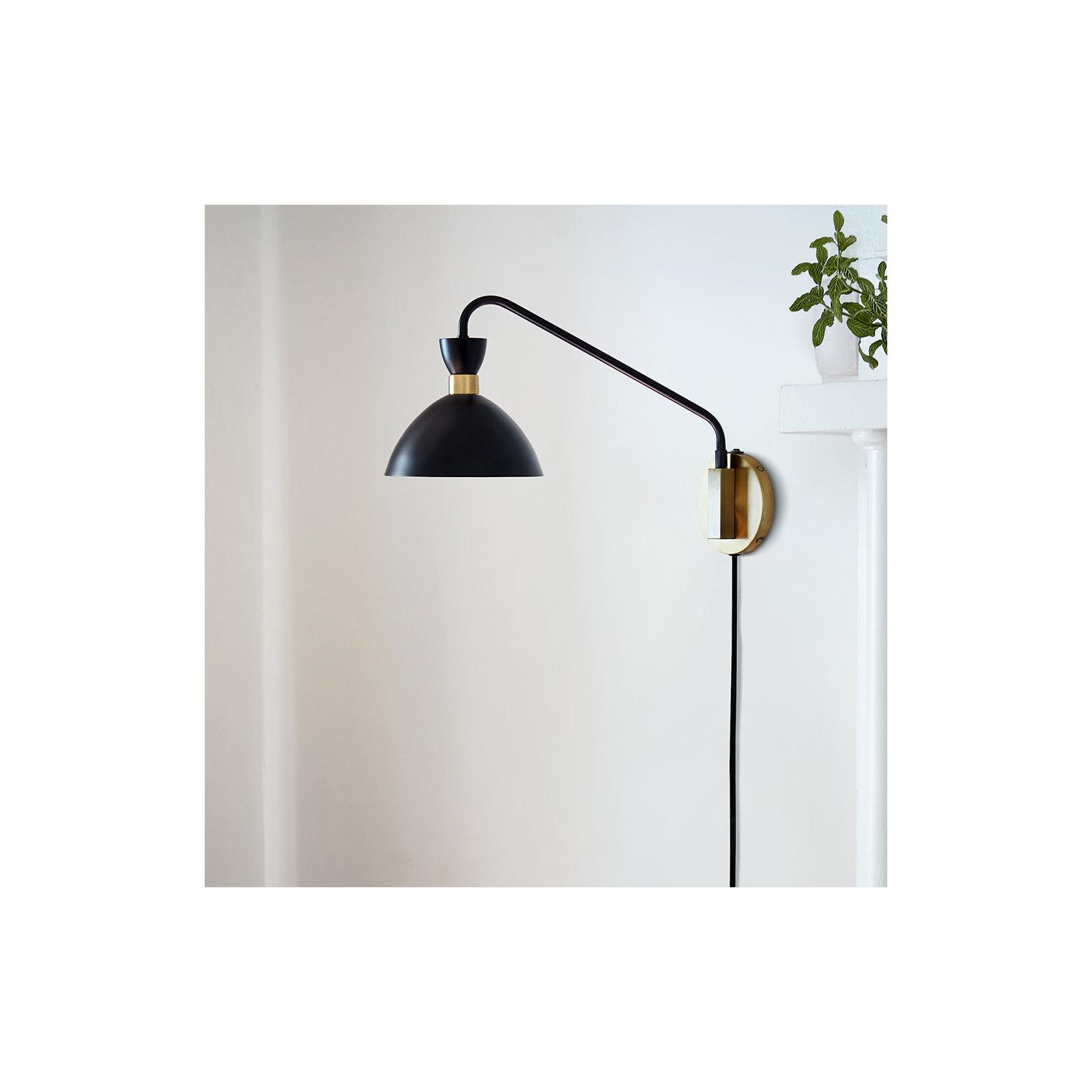 Kiyana Single Light Dimmable Swing Arm Sconce, Black
