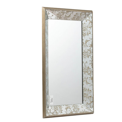 24" X 15" Antique Silver Mirror With Floral Characteristics, Mirrored Display Tray For Home & Wall Decoration 24"X15" Accentuation, Decor