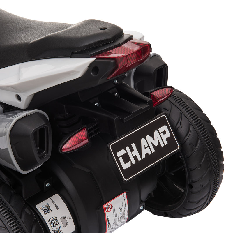 6V White Electric Ride-On Motorcycle with High-Traction Wheels