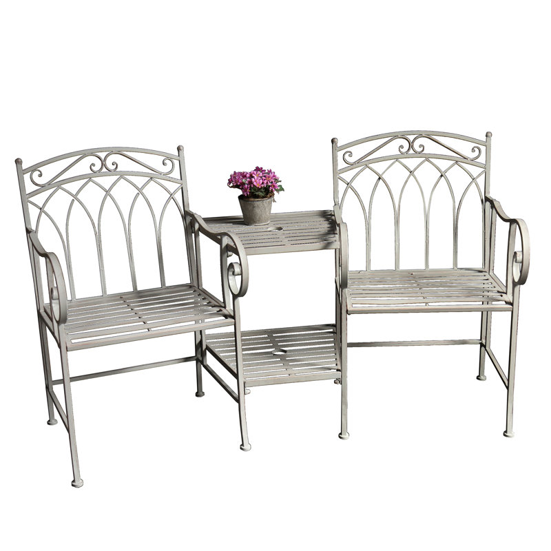 Damorian Metal Outdoor Bench, Grey