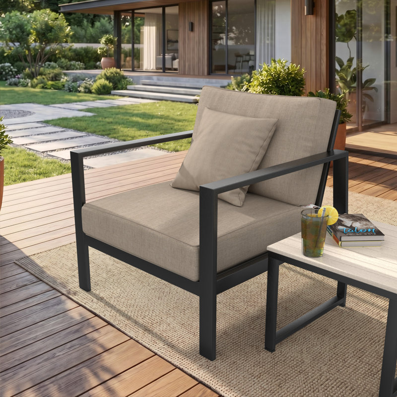 Lani Sunbrella® 28.5" Outdoor Lounge Chair Seat/Back Cushion, Cast Ash Sunbrella® Plainweave