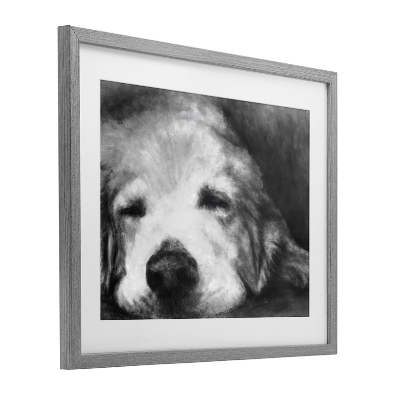 Reproduction sous verre encadrée, "Monkey Dog Day Af après-midi", conception par Walt Johnson, H 13 po x l 16 po