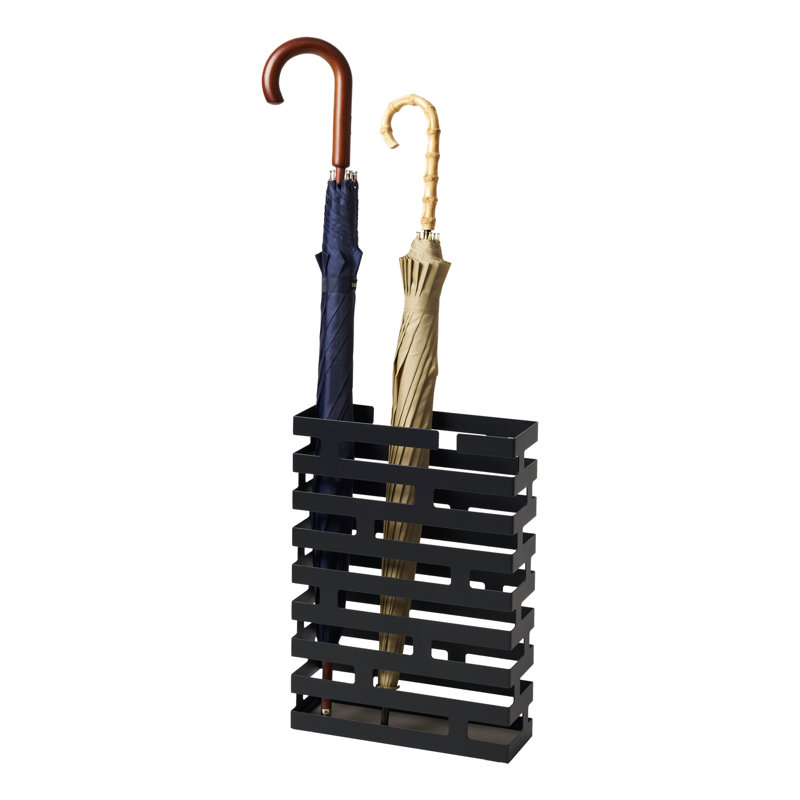 Black Powder-Coated Steel Rectangular Umbrella Stand