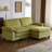 Cream Corduroy Double Cushion Loveseats With One Ottoman-84551926