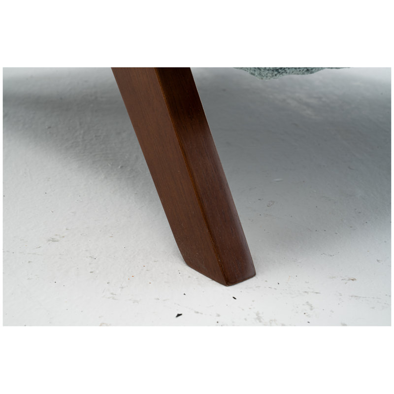 Chaise d'appoint Mid-Century moderne avec structure en bois massif, revêtement en polyester vert