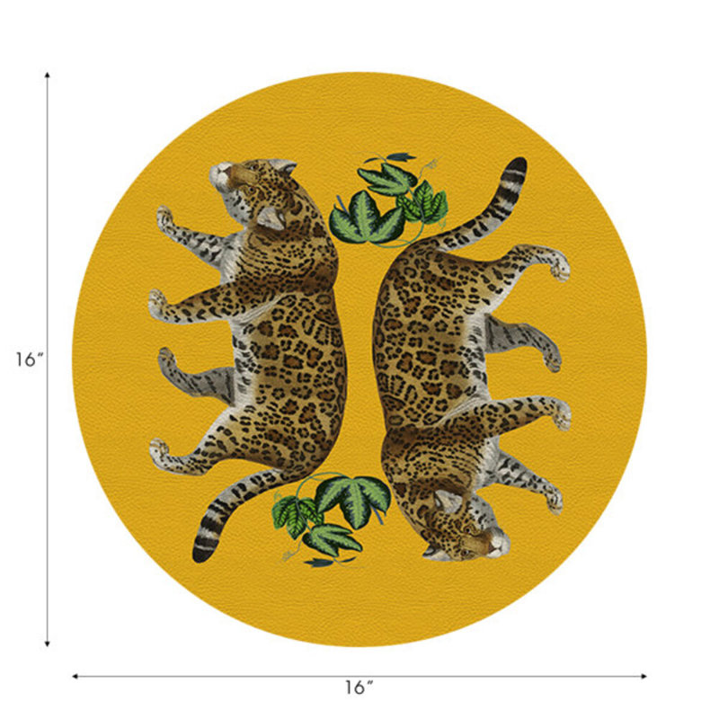 Leopard Placemat Set, Hot Yellow