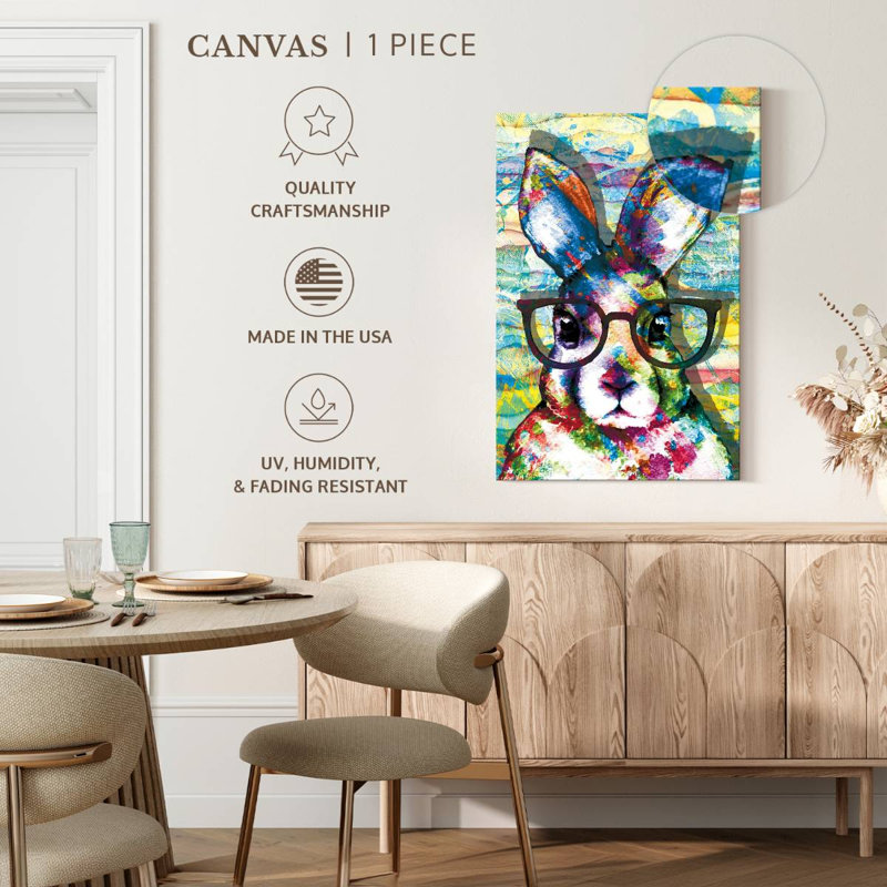 «Nerd Rabbit Paint», reproduction sur toile, H 45 po x l 30 po