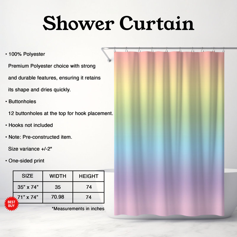 Rideau de douche Gentle Arc - Premium, H 74 po x l 71 po