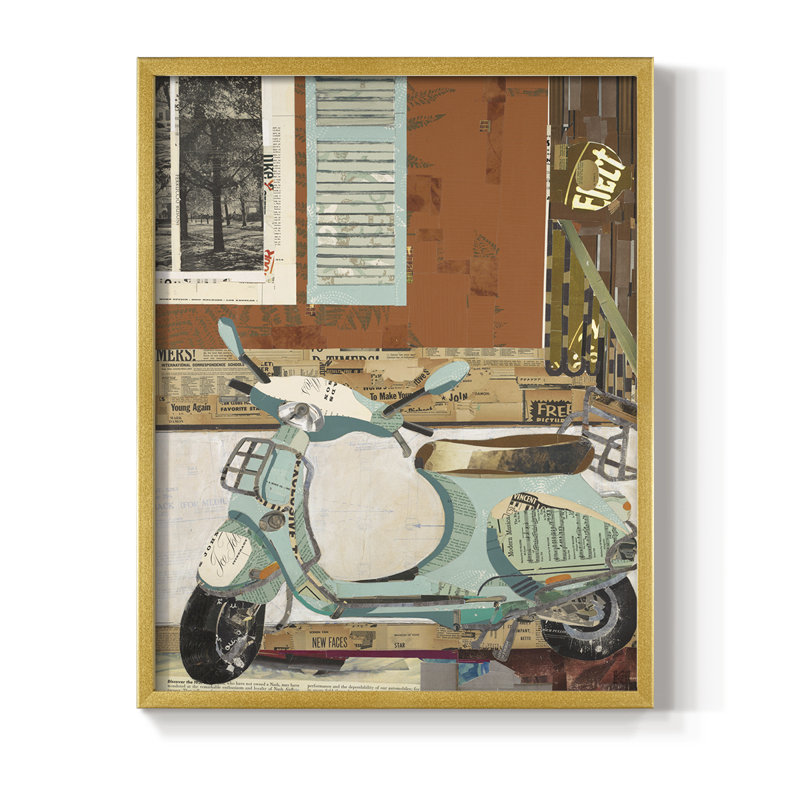 «That Vespa», reproduction encadrée - bois massif, Or, H 20 po x l 16 po