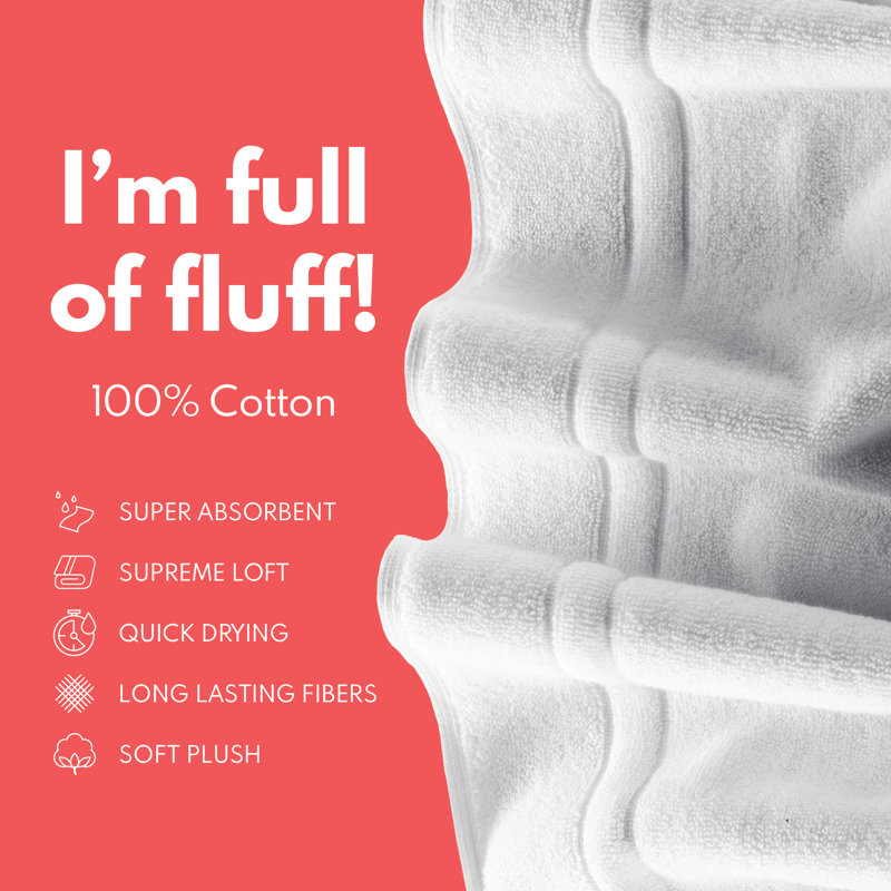 Tapis de bain 100% coton Patonai, 17", Blanc