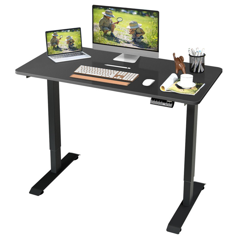 Ivion Adjustable Metal Base Standing Desk, Black