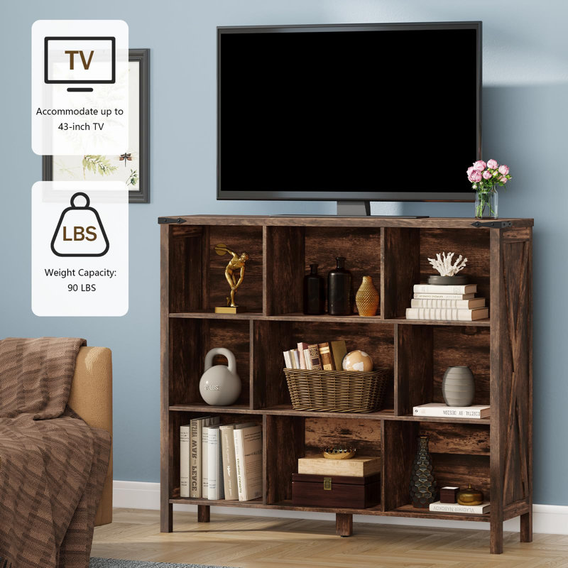 3-Tier 9 Cube Bookshelf, Brown