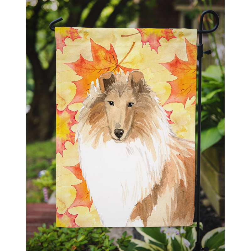 Automne 2 côtés en polyester 15 x 11 po drapeau de jardin, Colley brun / blanc