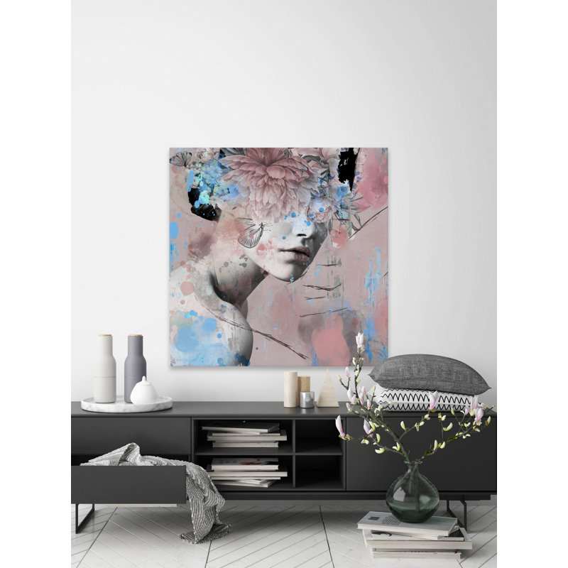 Large Multicolor Floral Headdress Canvas Print Art