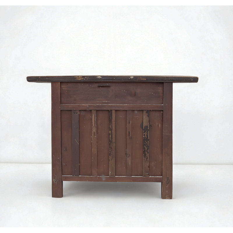 Double Top Drawer Carved Elm Sideboard