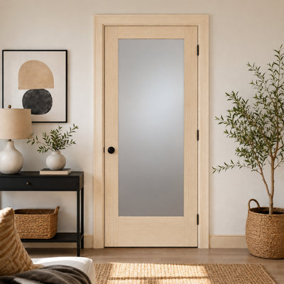 1-Lite Frosted Glass Pine Wood Interior Door Slab