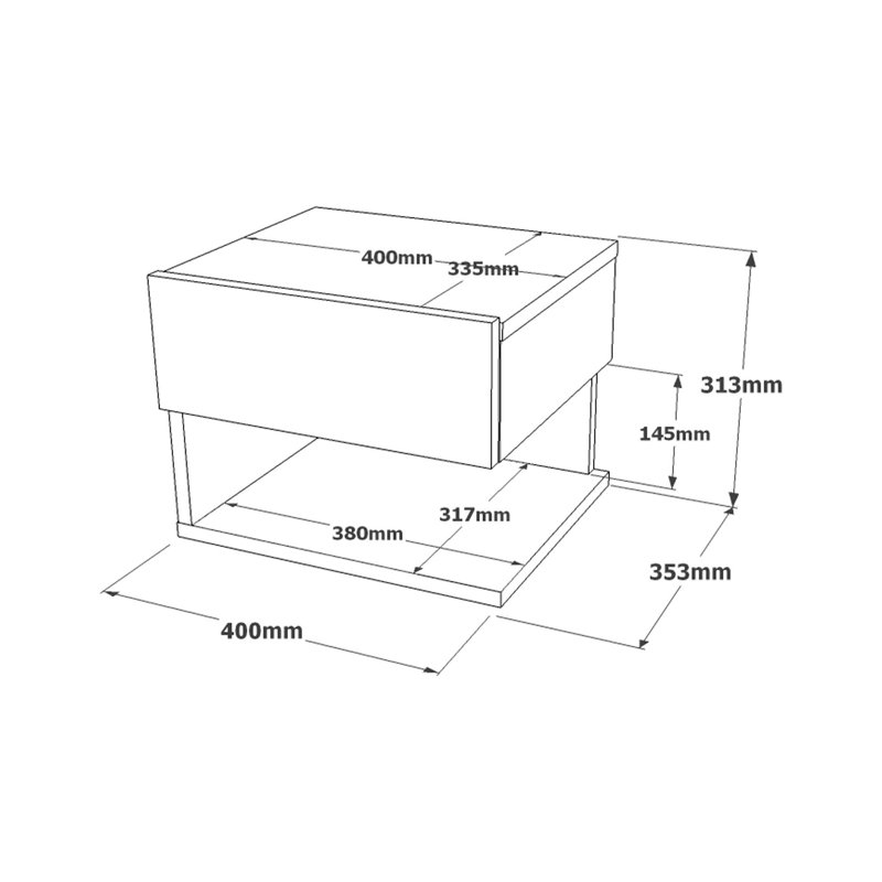 Welshire 40cm W Manufactured Wood Bedside Table