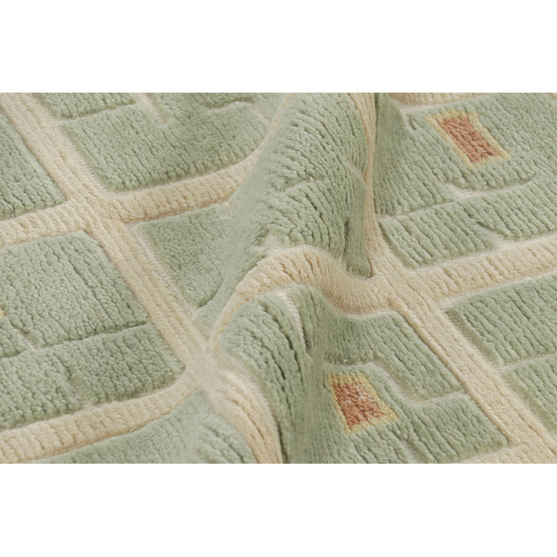 Rug & Kilim’S French Art Deco Style Rug With Light Green Geometric Patterns