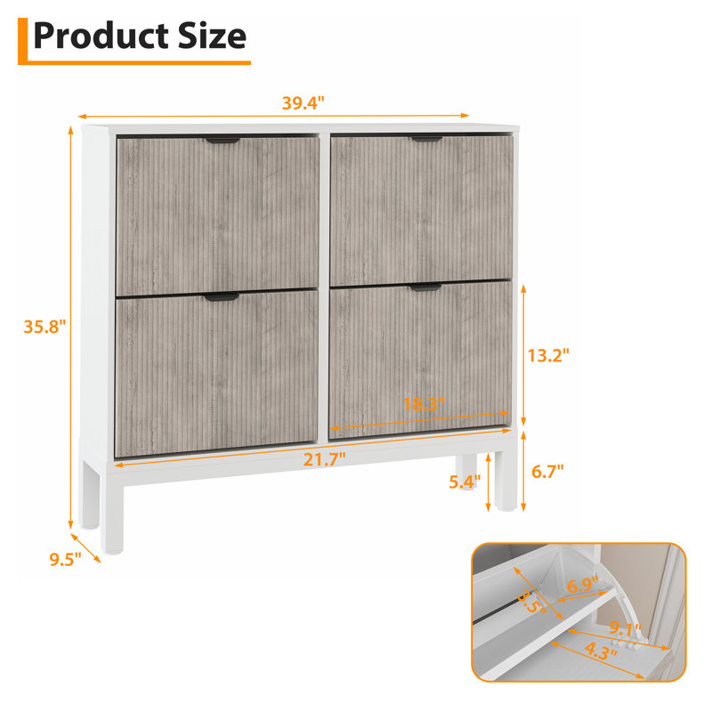 Shoe Storage Cabinet, Grey