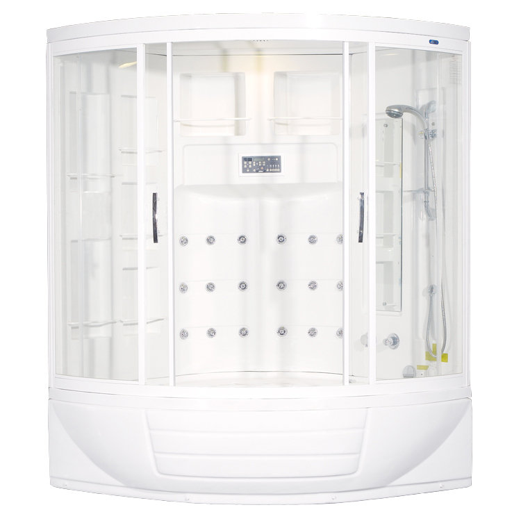 Douche à vapeur ronde avec cadre H 87 po x l 56 po