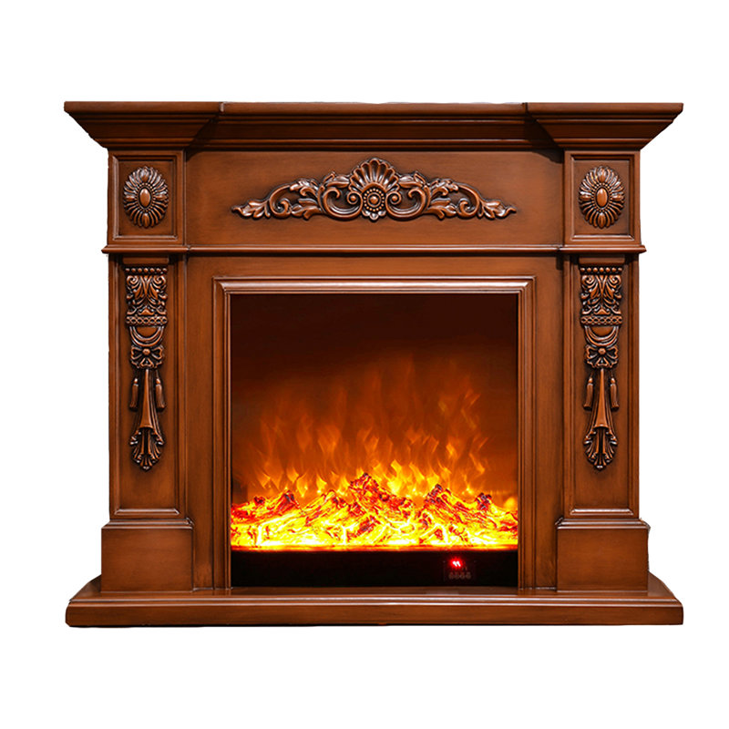 Foyer électrique de style européen, H 31,5 po x l 39,37 po x P 12,99 po, Brun