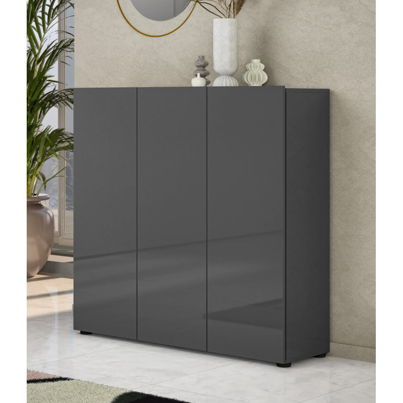 Cania 30 Pair Shoe Storage Cabinet, Anthracite Gloss