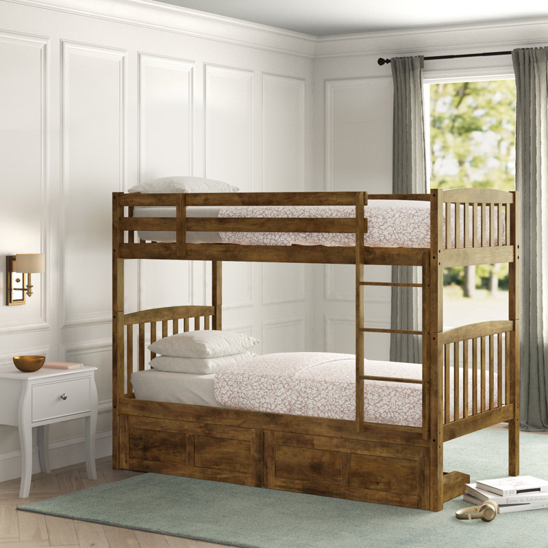 Thomson Bunk Bed, Mattresses Not Included, Rustic Brown, Twin Over Twin