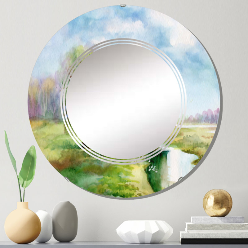 Countryroad In Side To Tree In The Green - Miroir mural rond, 24 po x 24 po