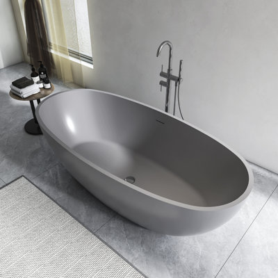 Baignoire de trempage autoportante de 65,2 pouces pour salle de bain