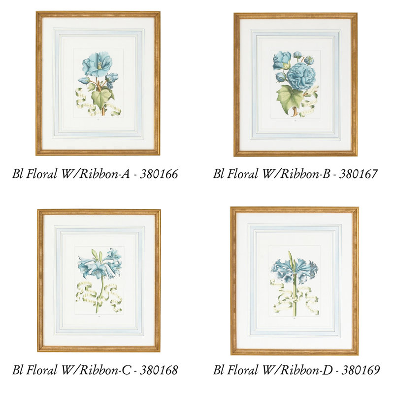 Blue Floral With Ribbon-D Print