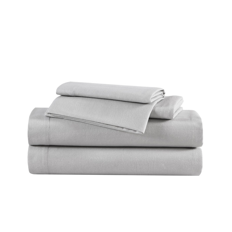 Ensemble de draps en flanelle de coton Eddie Bauer, Gris, Ensemble de draps pour très grand lit