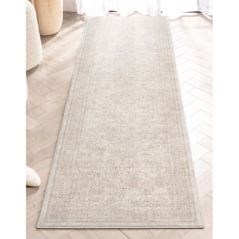 Tapis ivoire et crème Ervin Isolde, Tapis de couloir 2 pi 3 po x 7 pi 3 po