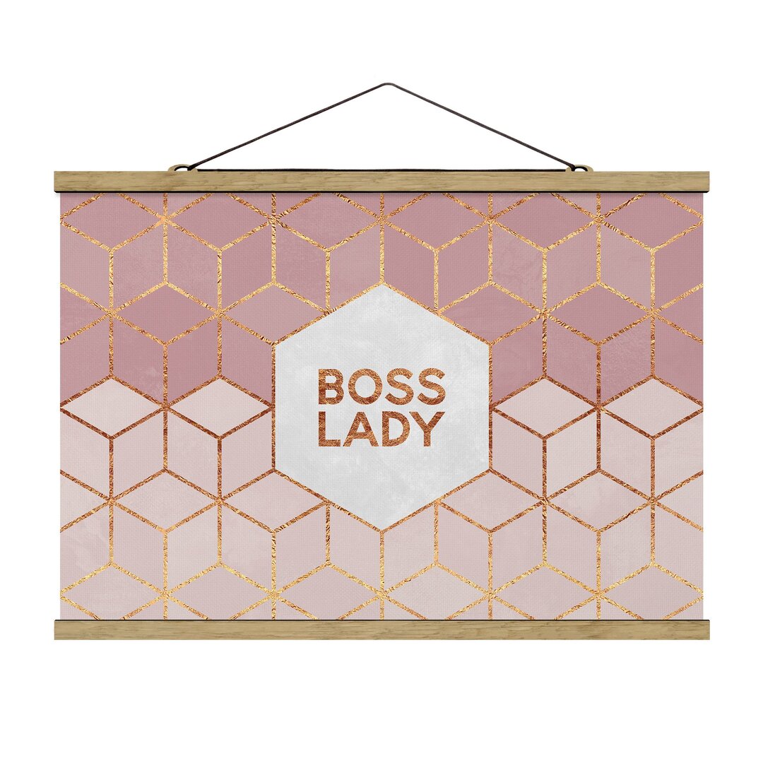 Stoffbild Boss Lady Hexagons Pink von Elisabeth Fredriksson