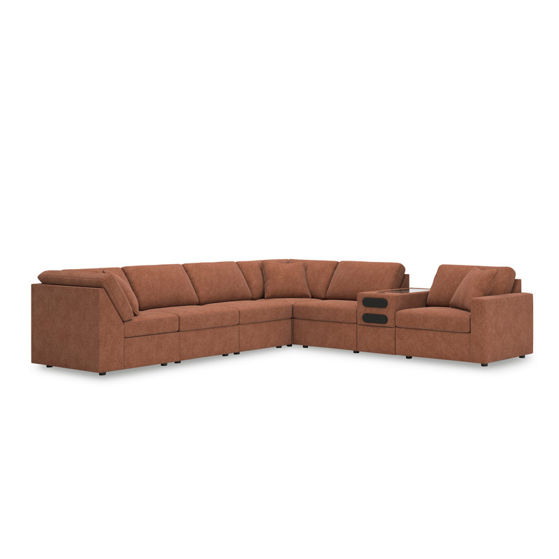 Braintree 7-Piece Sectional With Audio Console, Brown Polyester