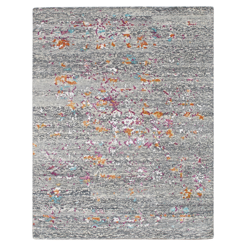 Essence Abstract Area Rug in Pink, Rectangle 9' x 12'