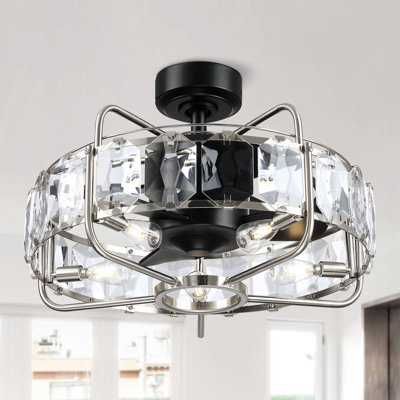 Baney 22.8" Crystal Caged Ceiling Fan with LED Lights and Remote Control