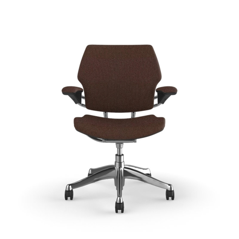 Freedom Ergonomic Task Chair - Coda, Standard Duron Arms with Textile, Chestnut - 0362, Polished Aluminum with Graphite Trim