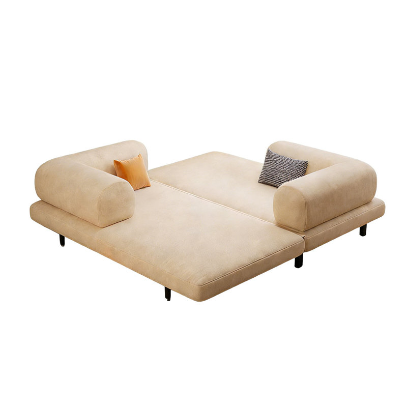 Canapé-lit modulaire beige en coton et lin, 29.53"H*59.06"L*39.37"W
