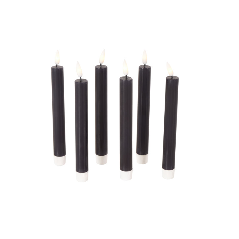 Wax Indoor and Outdoor Flameless Pillar Candles with Remote Control, 8.25" x 0.90" Pillar, Black