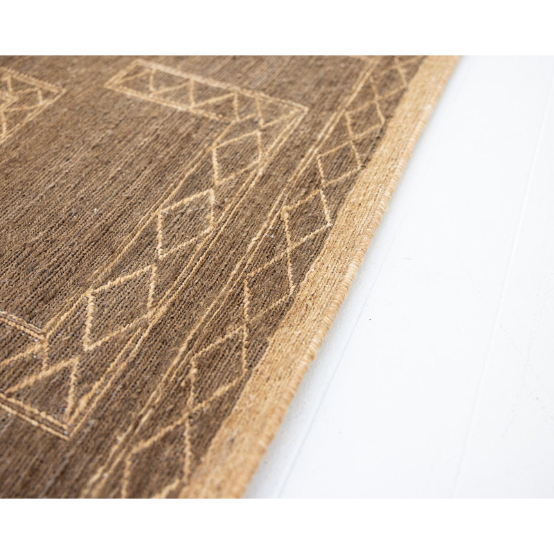 Sienna Hand Knotted Jute / Sisal Geometric Area Rug in Brown, Rectangle 9' x 12'