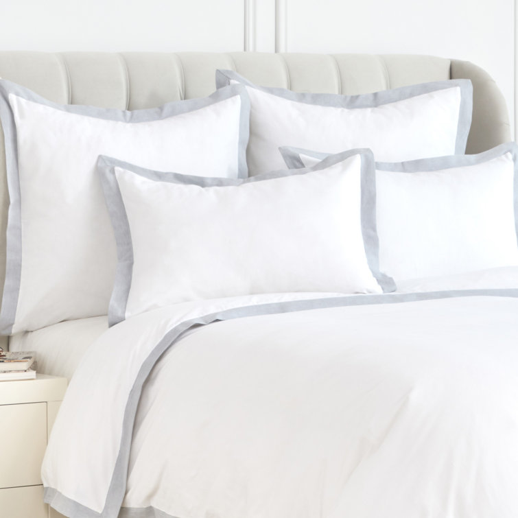 Home Decorators Collection Maren 3-Piece White and Steel Blue Hotel  Embroidered Border Cotton Queen Duvet Cover Set DUV-F/Q-SB - The Home Depot