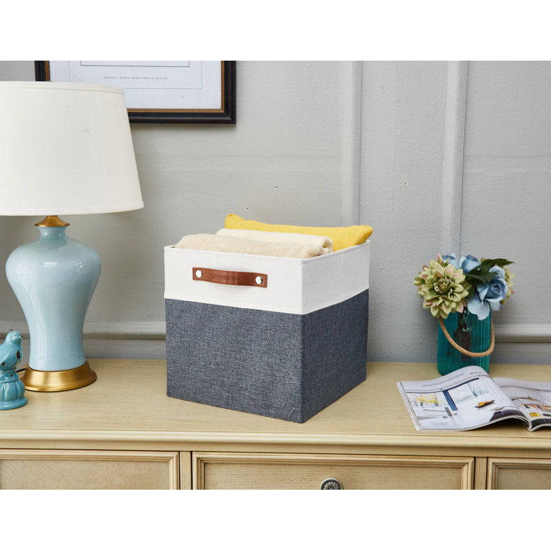 Ensemble de bacs en tissu robuste, Gris ardoise / blanc, H 13 po x l 13 po x P 13 po
