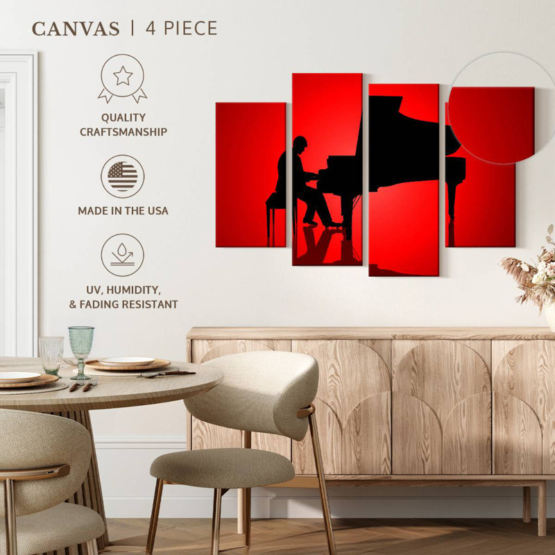 Silhouette de pianiste Abarca, H 22 po x l 36 po