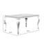 Table de salle à manger 63 "en verre avec pieds de cabriole en acier inoxydable argent poli-1111362628