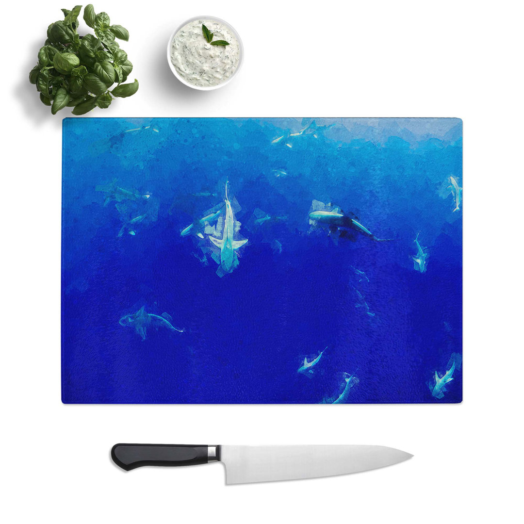 Tempered Glass Oahu Sharks Chopping Board