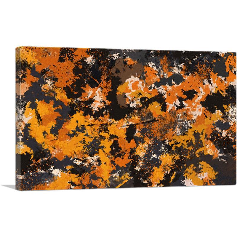 Jaune, orange, noir, moderne, reproduction d'art sur toile tendue, H 12 po x l 18 po x P 0,75 po