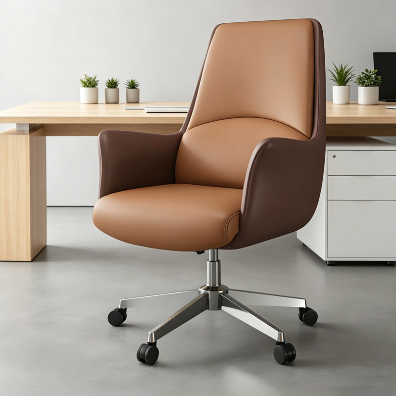 52.76" Minimalist Business Brown Executive Chair, Comfortable for Long Hours, Height Adjustable, Computer Chair for Conference Room & Home Study