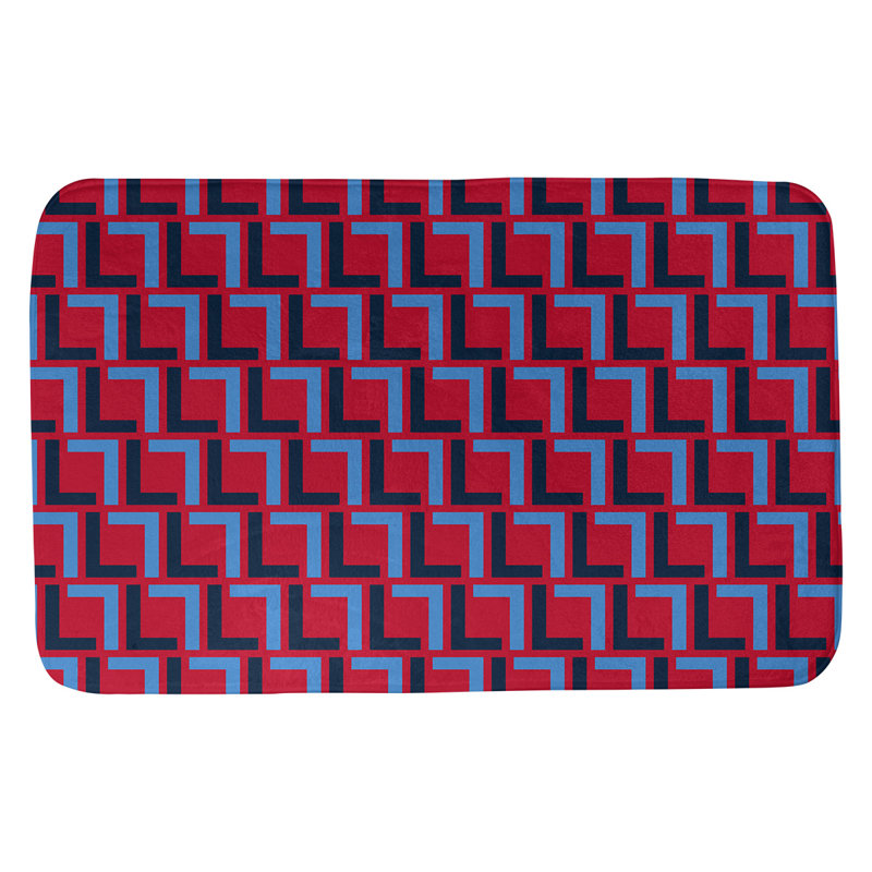 Tapis pour salle de bain Baltimore, l 17 po x L 24 po, Rouge / bleu marine / bleu
